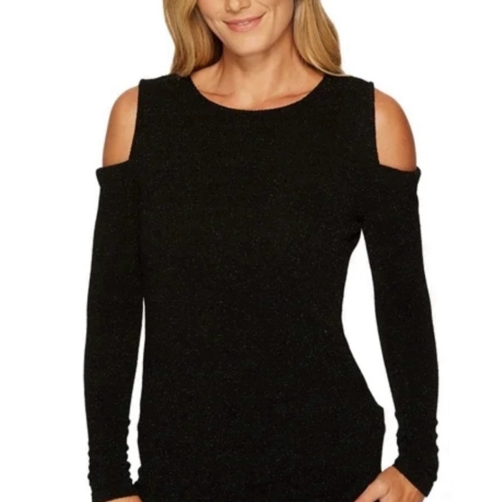 Calvin Klein Metallic Cold Shoulder Top Black XL
